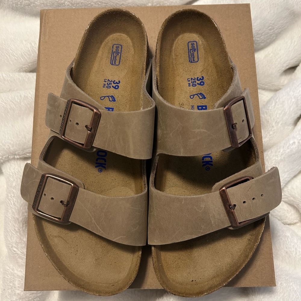 Birkenstock Tan Sandals Adjustable Straps Cork Footbed
